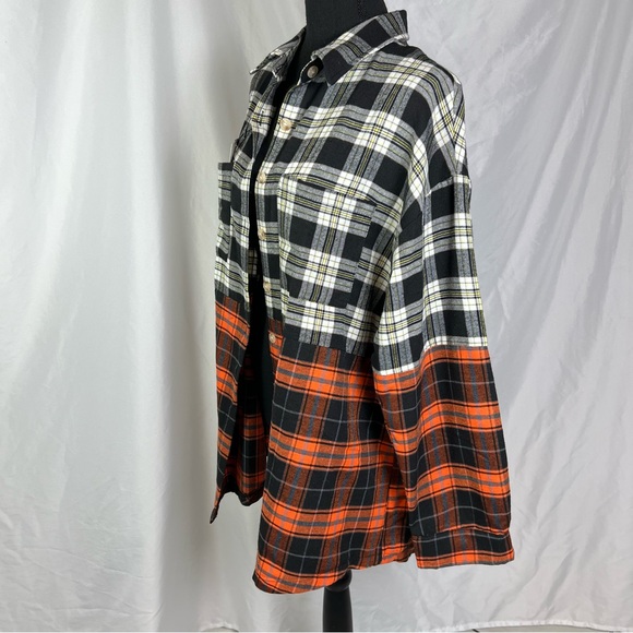 2/$15 Chic Grunge Plaid Button-Down Shirt | Black Red White Alt Style XL - Picture 2 of 7